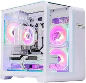 Hoengager Astral Mini Gaming PC -AMD Ryzen 7 7800X3D 8-Core 4.2 GHz -RTX 5060 8GB -32GB DDR5 6000MHZ RAM-1TB PCIe SSD -WIFI &Bluetooth -RGB Fans-Prebuilt PC Windows 11 Pro Desktop Computer-White