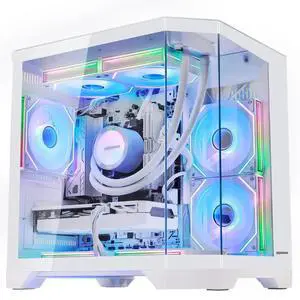 Hoengager Gaming PC AMD Ryzen 5 7600X 6-Core 4.7 GHz , RTX 5060 8GB, 32GB DDR5 RAM 6000MHz,1TB PCIe SSD, WIFI&Bluetooth Windows 11 Pro-White