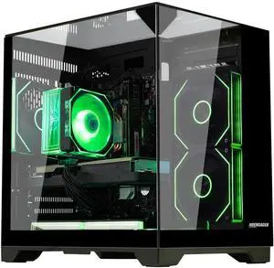Hoengager Horizon Gaming PC -AMD Ryzen 7 5700X  8-Core 3.4 GHz -Radeon RX 9060 XT 16GB -32GB DDR4 RAM-1TB PCIe +1TB SATA SSD -WIFI &Bluetooth -RGB Fans-Prebuilt PC Win 11 Pro Desktop Computer-Black