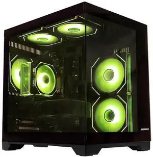 Hoengager Gaming PC Desktop Intel Core i5-13400F 2.5 GHz 10 Core, GeForce Radeon RX 9060 XT 8GB , 32GB DDR4 RAM 3200MHz,1TB PCIe SSD, Wi-Fi & Bluetooth ,Win 11 Pro  Prebuilt Tower RGB Computer-Black