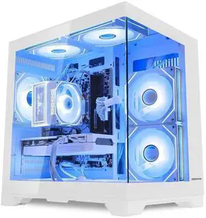 Hoengager Gaming PC Desktop Intel Core i5-13400F 2.5 GHz 10 Core, GeForce Radeon RX 9060 XT 16GB , 32GB DDR4 RAM 3200MHz,1TB PCIe SSD, Wi-Fi & Bluetooth ,Win 11 Pro  Prebuilt Tower RGB Computer-White
