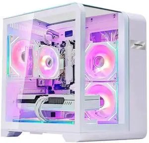 Hoengager Astral Mini Gaming PC -AMD Ryzen 7 7800X3D 8-Core 4.2 GHz -RTX 5070 12GB-32GB DDR5 6000MHZ RAM-1TB PCIe SSD -WIFI &Bluetooth -RGB Fans-Prebuilt PC Windows 11 Pro Desktop Computer-White