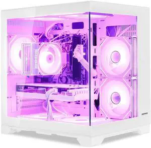 Hoengager King Gaming Desktop AMD Ryzen 5 5600X  6-Core 3.7 GHz,GeForce RTX 5060 8GB, 32GB DDR4 3200MHz RAM ,1TB PCIe +2TB SATA SSD ,RGB FAN ,WiFi &Bluetooth Windows 11 Pro Prebuilt Gaming PC-White