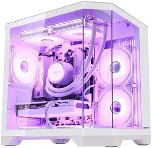 Hoengager Gaming PC AMD Ryzen 5 7600X 6-Core 4.7 GHz ,RTX 5060 Ti 16GB, 32GB DDR5 RAM 6000MHz,1TB PCIe +4TB SATA SSD, WIFI&Bluetooth Prebuilt PC 850W PSU,Liquid cooler, Windows 11 Pro-White
