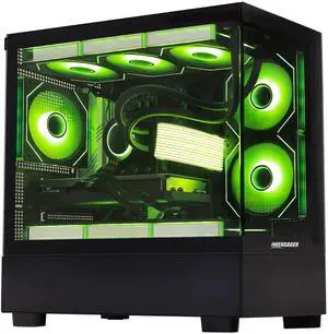 Hoengager Ocean Park Desktop-AMD Ryzen 7 5700X 3.4 GHz 8-Core, 32GB DDR4 RAM,1TB PCI-E +1 TB 2.5'' SSD, RTX 4060 8G, 360 Liquid-Cooled,RGB Fans, WIFI &Bluetooth ,Win 11 Pro 64bit -Black Gaming PC