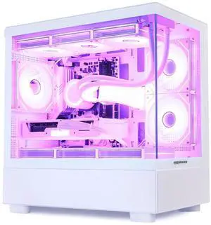 Hoengager Ocean Park Gaming PC Desktop-AMD Ryzen 7 5700X 3.4 GHz 8-Core, 32GB DDR4 RAM,1TB PCI-E  SSD, RTX 4060 8G, 360 Liquid-Cooled,RGB Fans, WIFI &Bluetooth ,Win 11 Pro 64bit -White