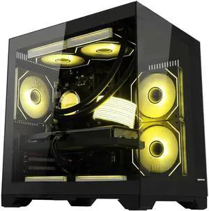 H.E. Gaming PC -AMD Ryzen 5 5600X 3.7 GHz- RX 6500XT 4GB-16GB DDR4 RAM-1TB M.2 SSD-240 Liquid Cooler -WIFI &Bluetooth -RGB Fans-Windows 11 Pro Desktop Computer-Black
