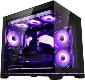 Hoengager Gaming PC -AMD Ryzen 7 9800X3D 8-Core 5.2 GHz-RX 9060 XT 16GB-32GB DDR5 RAM-1TB PCIe+2TB SATA SSD-360 Liquid Cooler -WIFI & BT-850W PSU -ARGB Fans-Win11 Pro prebuilt Gaming Desktop PC-Black