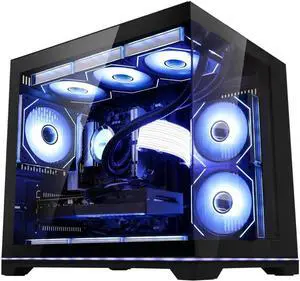 Hoengager Gaming PC -AMD Ryzen 5 9600X 6-Core 3.9 GHz-RTX 5060 Ti 16GB -32GB DDR5 RAM-1TB PCIe SSD-360 Liquid Cooler -WIFI &Bluetooth-850W PSU -ARGB Fans-Win11 Pro prebuilt Gaming Desktop PC-Black