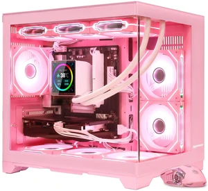 Hoengager RTX 5070 12GB Gaming PC -AMD Ryzen 5 9600X 6-Core 3.9 GHz, 32GB DDR5 RAM, 1TB PCIe SSD, 4inch LCD Liquid cooler,Win 11,850W Gold PSU-RGB Fusion 2.0 Prebuilt Desktop Computer-Pink Hoengager RTX 5070 12GB Gaming PC -AMD Ryzen 5 9600X 6-Core 3.9 GHz, 32GB DDR5 RAM, 1TB PCIe SSD, 4inch LCD Liquid cooler,Win 11,850W Gold PSU-RGB Fusion 2.0 Prebuilt Desktop Computer-Pink