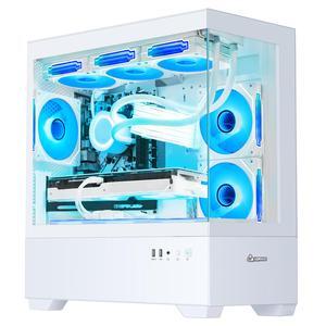 Hoengager Gaming PC -AMD Ryzen 7 5700X 3.4 GHz-RTX 4060 8GB-32GB DDR4 RAM-1TB M.2 SSD-240 Liquid Cooler -WIFI &Bluetooth -RGB Fans-Windows 11 Pro Desktop Computer-White