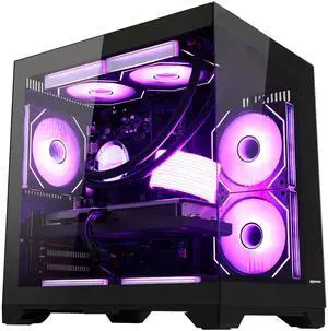 Hoengager Gaming  PC , AMD Ryzen 5 9600X 6-Core, Radeon RX 9060XT 16G ,32GB DDR5 6000 RAM,1TB NVMe SSD, 650W PSU, WiFi& Bluetooth, Liquid Cooler, RGB Fans , Windows 11 Pro ,Prebuilt Gaming Desktop
