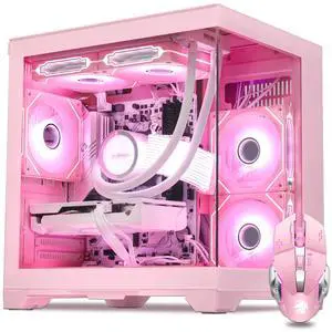 Hoengager Gaming PC AMD Ryzen 7 5700X 8-Core 3.4 GHz, RTX 5060 8GB, 32GB DDR4 RAM 3200MHz,1TB PCIe SSD, WIFI&Bluetooth, 650W PSU, Windows 11 -Pink Hoengager Gaming PC AMD Ryzen 7 5700X 8-Core 3.4 GHz, RTX 5060 8GB, 32GB DDR4 RAM 3200MHz,1TB PCIe SSD, WIFI&Bluetooth, 650W PSU, Windows 11 -Pink