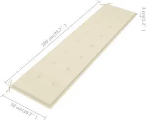vidaXL Garden Bench Cushion Cream 200x50x4 cm Oxford Fabric