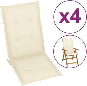 vidaXL Chair Cushion 4 Pcs Outdoor Garden High Back Chair Cushion Gray Fabric
