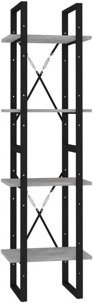 vidaXL 4-Tier Book Cabinet Concrete Gray 15.7"x11.8"x55.1" Engineered Wood vidaXL 4-Tier Book Cabinet Concrete Gray 15.7"x11.8"x55.1" Engineered Wood