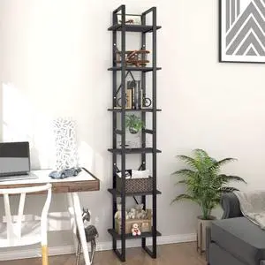 vidaXL 6-Tier Book Cabinet Gray 15.7"x11.8"x82.7" Engineered Wood vidaXL 6-Tier Book Cabinet Gray 15.7"x11.8"x82.7" Engineered Wood