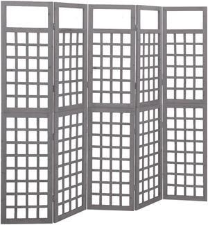 vidaXL 5-Panel Room Divider/Trellis Solid Fir Wood Gray 79.3"x70.9"