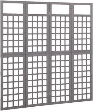 vidaXL 4-Panel Room Divider/Trellis Solid Fir Wood Gray 63.4"x70.9"