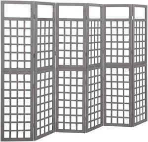 vidaXL 6-Panel Room Divider/Trellis Solid Fir Wood Gray 95.5"x70.9"