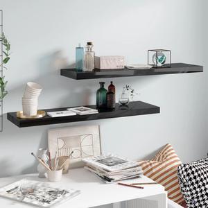 vidaXL Floating Wall Shelves 2 pcs High Gloss Black 35.4"x9.3"x1.5" MDF