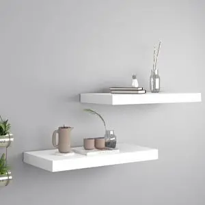 vidaXL Floating Wall Shelves 2 pcs White 19.7"x9.1"x1.5" MDF