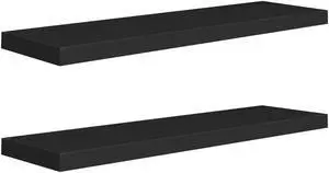 vidaXL Floating Wall Shelves 2 pcs Black 35.4"x9.3"x1.5" MDF