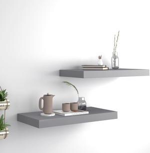 vidaXL Floating Wall Shelves 2 pcs Gray 19.7"x9.1"x1.5" MDF