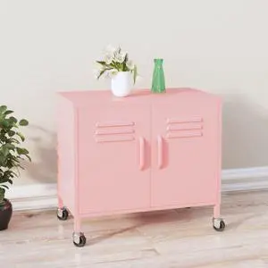 vidaXL Storage Cabinet Pink 23.6"x13.8"x22" Steel vidaXL Storage Cabinet Pink 23.6"x13.8"x22" Steel