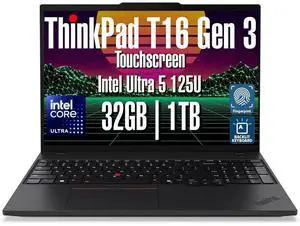 Lenovo ThinkPad T16 Gen 3 Business Laptop (16" FHD+, Intel 12-Core Ultra 5 125U (>i7-1355U), 32GB DDR5, 1TB SSD), 2X Thunderbolt 4, Fingerprint, Backlit, 5MP Webcam, Ethernet, Win 11 Pro, MAJ Deskp