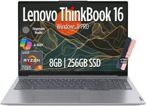 Lenovo ThinkBook 16 Gen 7 Business Laptop, 16" FHD+ Display, AMD Ryzen 5 7535HS (> i7-1355U), 8GB DDR5 RAM, 256GB SSD, KB Backlit, Webcam, Ethernet, Wi-Fi 6, Windows 11 Pro w/Copilot, MAJ DESKPAD