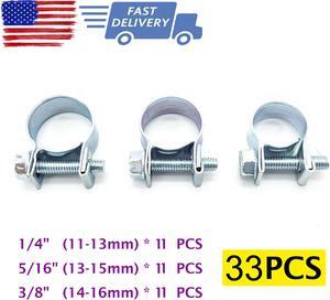 33 Pcs 1/4" 5/16" 3/8" Fuel Injection Gas Line Hose Clamps Clip Pipe Clamp US