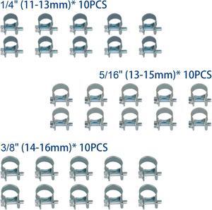 30 Pcs 1/4" 5/16" 3/8" Fuel Injection Gas Line Hose Clamps Clip Pipe Clamp US