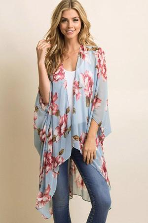 Women’s Print Sheer Flowy Summer Chiffon Loose Casual Kimono Cardigan Cape Cover Up – LPD8859