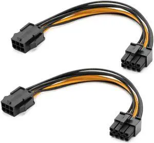 2 Pack Graphics Card 6 Pin to 8 Pin PCIe Adapter Power Cable (GPU Video Graphics Card Power Cable) 7.8 Inch