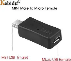 KEBIDU-adaptador hembra a macho, convertidor de Conector Micro USB a Mini USB para Cables de teléfono PC