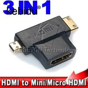 Adaptador de conector macho de alta velocidad 3 en 1, convertidor de formas tipo D C A para HDTV, V1.4, 1080P, hembra A Mini / Micro