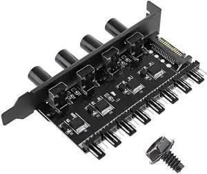 PC 8 Channels Fan Hub 4 Knob Cooling Fan Speed Controller for CPU Case HDD Vga Pwm Fan Pci Bracket Power By 12V Fan Con
