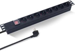 8 Way FR Socket 16A 250V PDU Power Inlet for 19inch Rackmount with Cable
