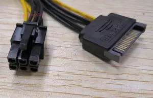 18cm sata cable computer power supply extension cord 15pin sata to 6pin for PCI-E PCI graphics converter adapter video card