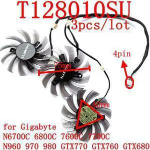 T128010SU 3pcs/lot 4pin for Gigabyte N6700C 6800C 7600C 7700C  N960 970 980 GTX770 GTX760 GTX680 graphics card fan T128010SU 3pcs/lot 4pin for Gigabyte N6700C 6800C 7600C 7700C  N960 970 980 GTX770 GTX760 GTX680 graphics card fan