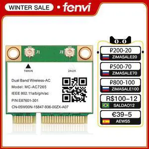 1200Mbps Wireless MC-AC7265 Half Mini PCI-E Wifi Card Bluetooth 4.2 802.11ac Dual Band 2.4G 5Ghz Adapter For Laptop Than 7260HMW