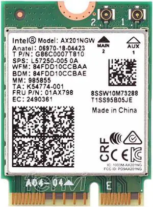 Dual Band 2400Mbps Wireless Wi-Fi 6 Intel AX201 For Bluetooth 5.0 NGFF Key E CNVio 2 Wifi Card AX201NGW 2.4Ghz/5Ghz 802.11ac/ax