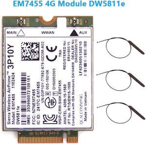 Wireless EM7455 LTE 4G NGFF Module DW5811E 3P10Y 300 M para E7270 E7470 E7370 E5570 Sem Fio FDD/TDD LTE 4G Cat6 Gobi6000 + ANTEN