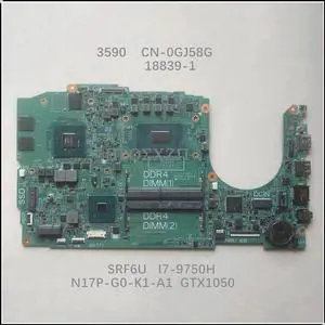 Dell G3 3590 Motherboard CN-0GJ58G LA-GJ58G with Intel Core i79750H + GTX 1050  100% Tested, Working Well