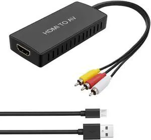 HDMI-COMPatible to AV Converter Supports Pal/Ntsc Compatible Fire Stick, for Apple TV, DVD, Blu-Ray Player