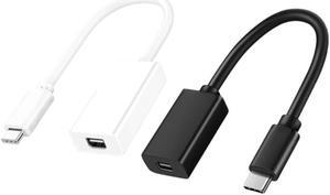 2 Pcs Thunderbolt 3 USB 3.1 To Thunderbolt 2 Adapter Cable For Windows Mac OS BH, White & Black