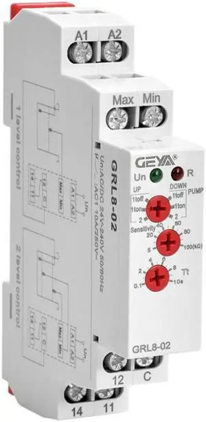 GEYA GRL8-02 Liquid Control Relay Level Control Relay 10A ACDC24V-240V Wide Range Voltage Water Pump Relay GEYA GRL8-02 Liquid Control Relay Level Control Relay 10A ACDC24V-240V Wide Range Voltage Water Pump Relay