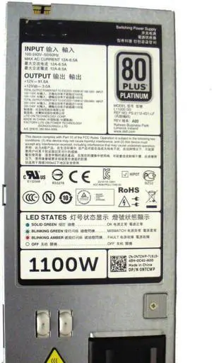 For DELL R520 R620 R720 T620 T420 1100W Power Supply 0GYH9V GYH9V 0GDPF3 GDPF3 0NTCWP NTCWP 0YT39Y YT39Y