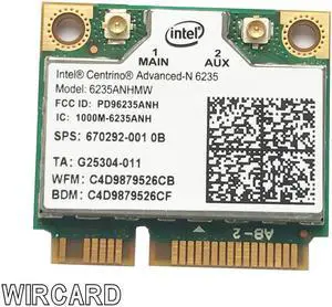 Laptop wireless lan card for Intel Centrino Advanced-N 6235 6235ANHMW 300 Mbps WIFI card BT4.0 Half MINI PCIe